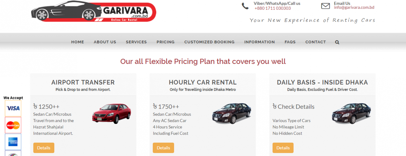 Garivara.com.bd Pricing page
