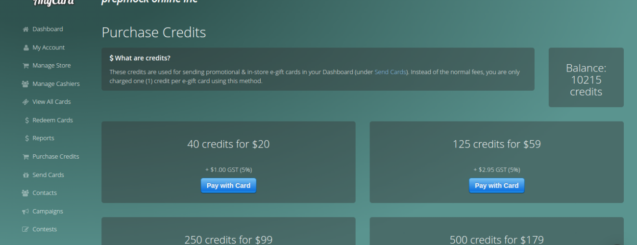 Anycard Purchase Credit system Anycard Purchase Credit system
